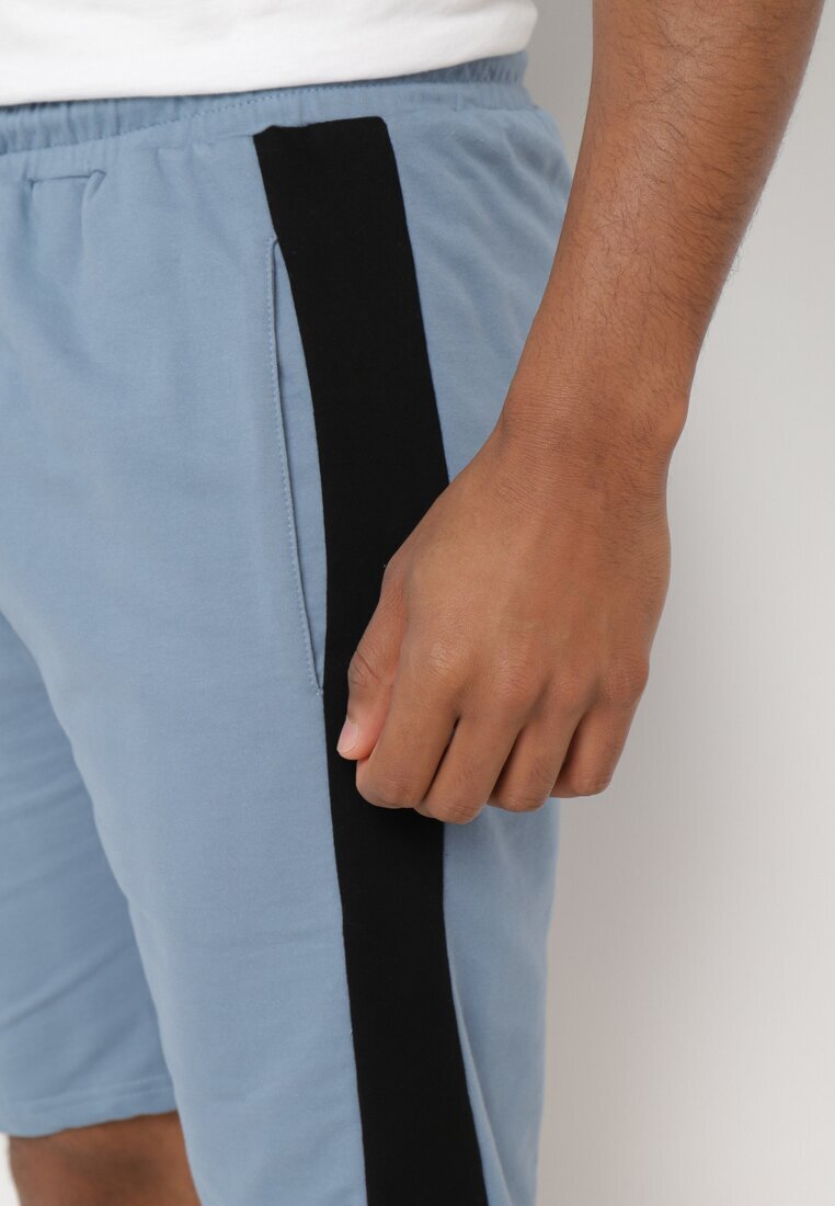  Pantaloni scurți Albastru deschis de bumbac cu elastic în talie cu talie înaltă Nisalia