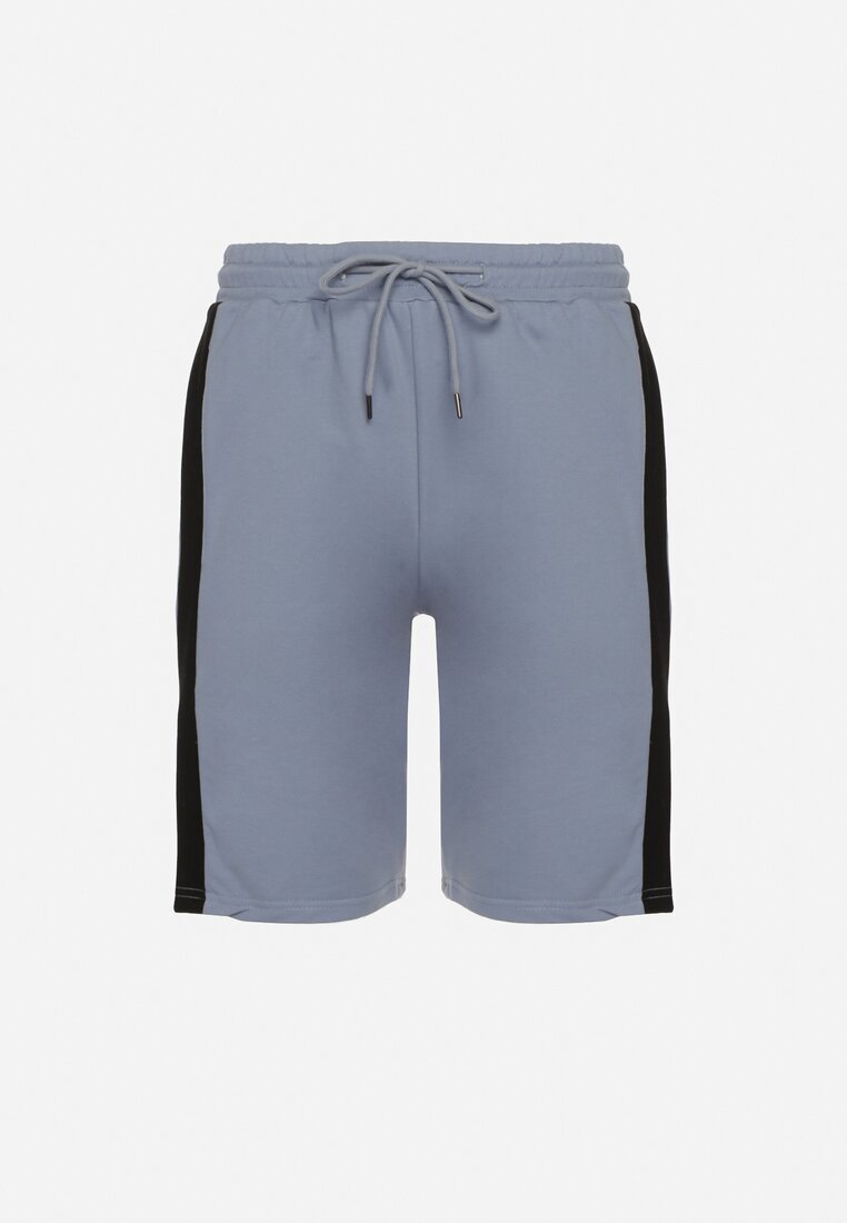  Pantaloni scurți Albastru deschis de bumbac cu elastic în talie cu talie înaltă Nisalia