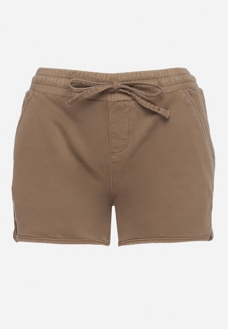  Pantaloni scurți Bej închis Din bumbac Cu elastic în talie Cazorea