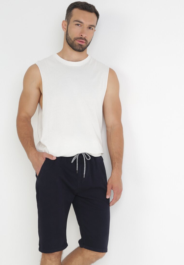  Pantaloni scurți Bleumarin Casual cu șnur și elastic în talie Nasine