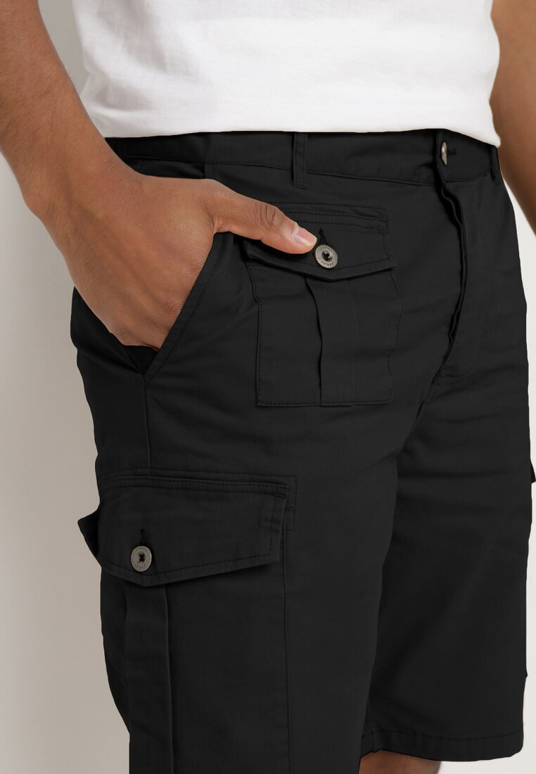  Pantaloni scurți Bleumarin din bumbac tip cargo cu buzunare cu capse Tiasola