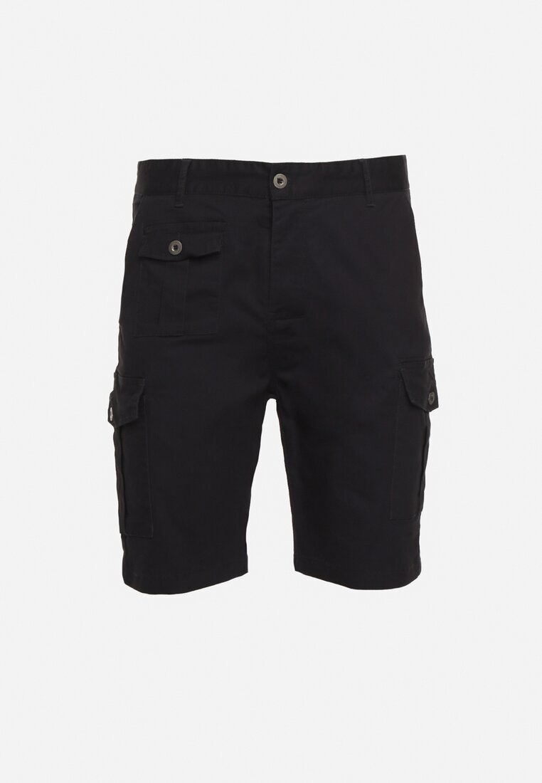  Pantaloni scurți Bleumarin din bumbac tip cargo cu buzunare cu capse Tiasola