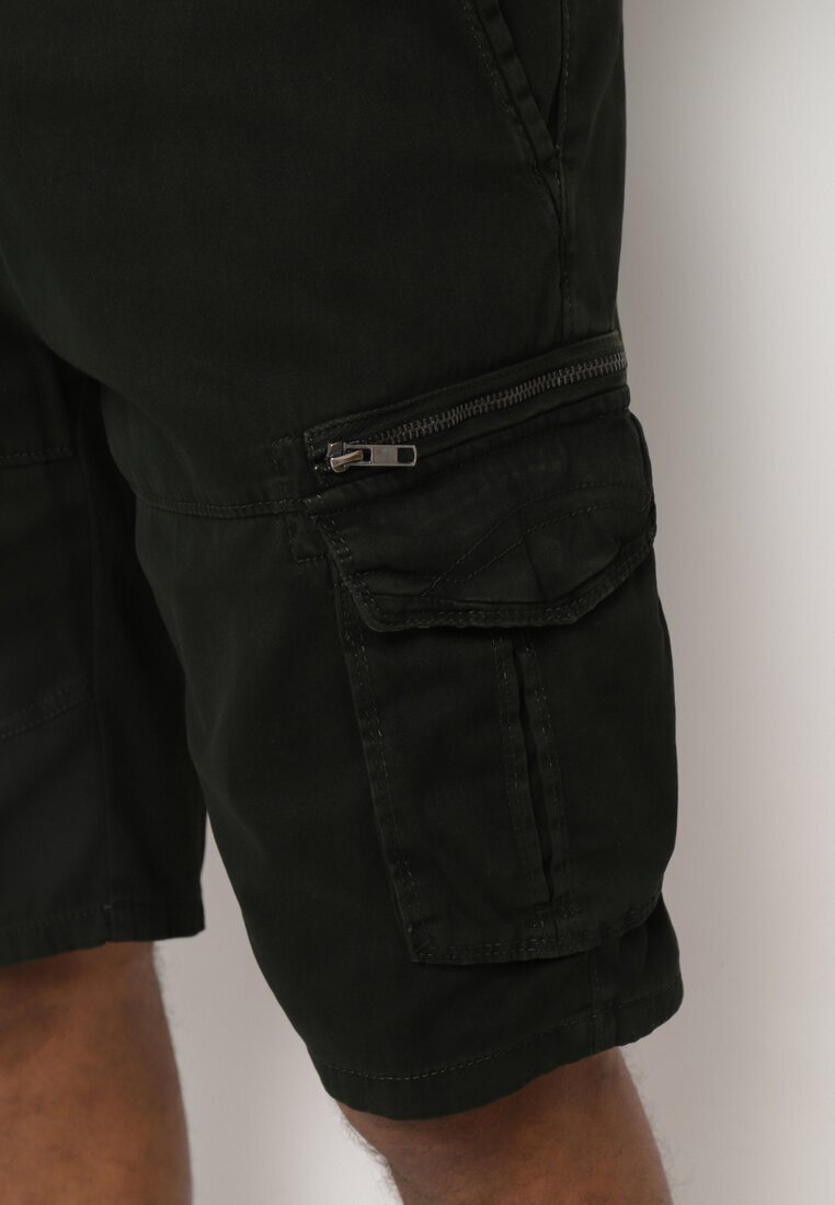  Pantaloni scurți Clasici verde închis de bumbac cu talie înaltă Ivoolia