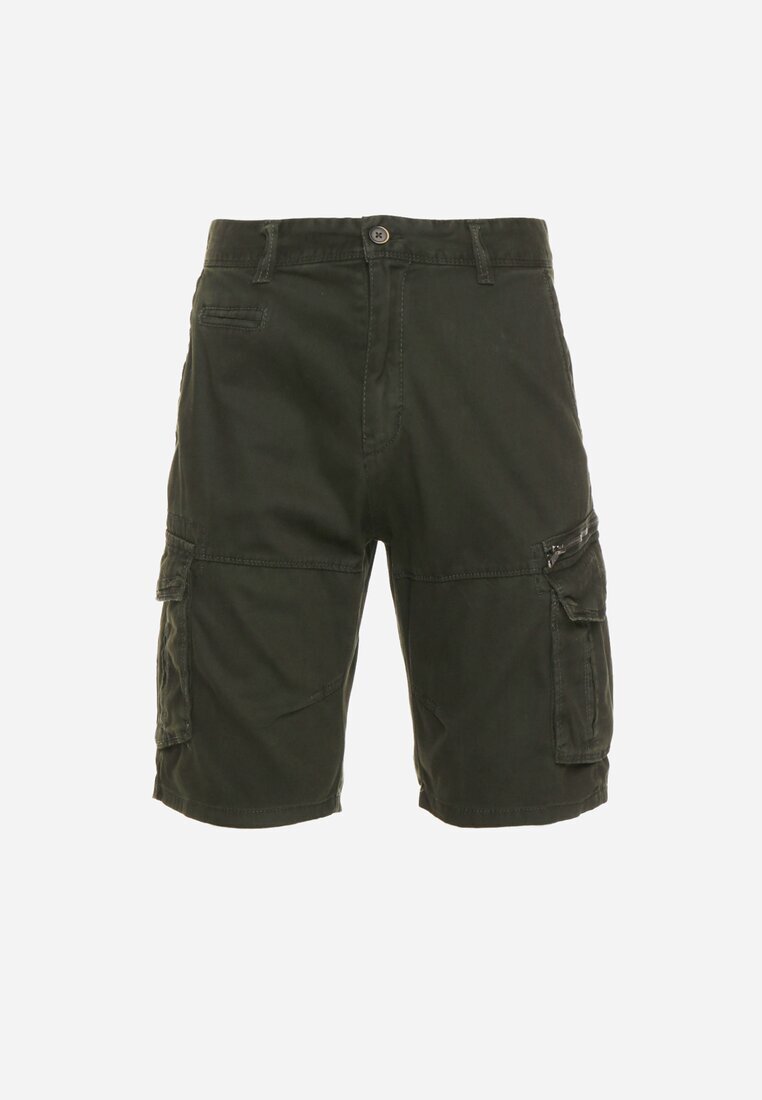 Pantaloni scurți Clasici verde închis de bumbac cu talie înaltă Ivoolia