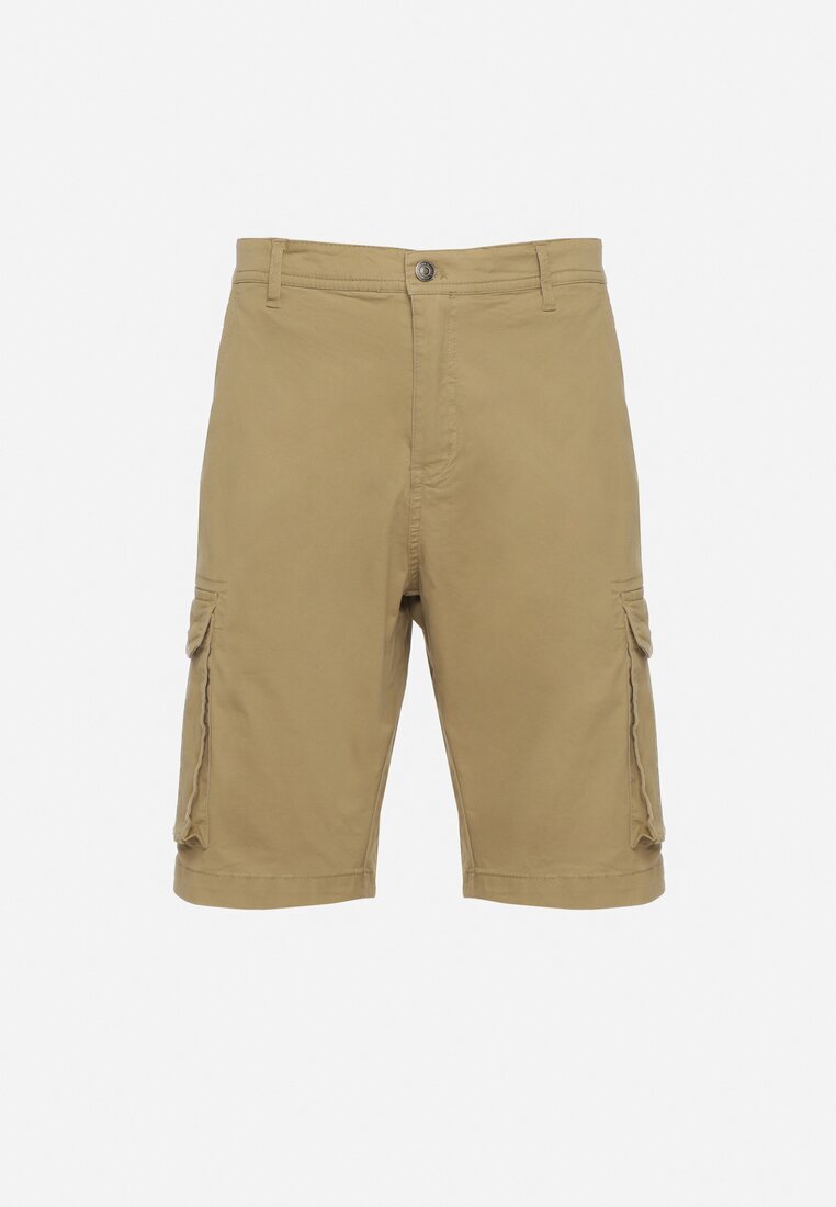  Pantaloni scurți din bumbac Bej închis Cargo cu buzunare laterale Vikiitae