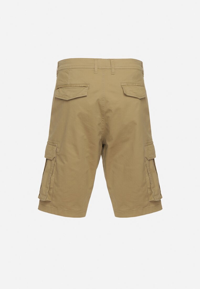  Pantaloni scurți din bumbac Bej închis Cargo cu buzunare laterale Vikiitae