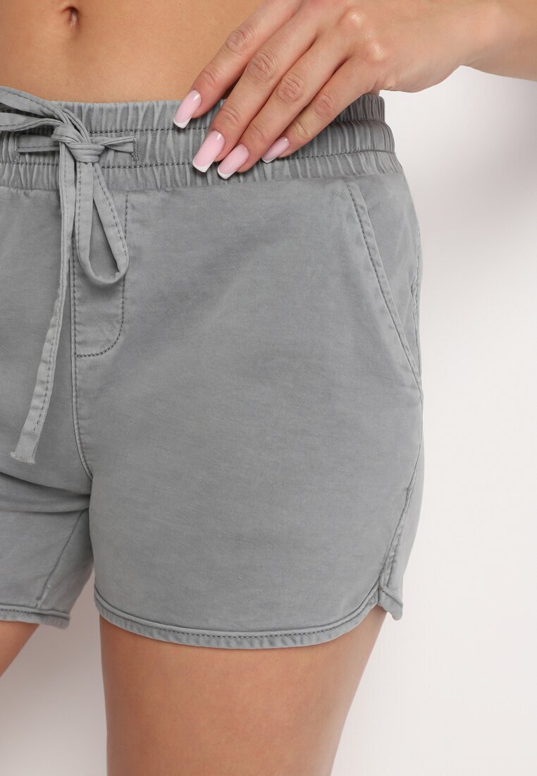  Pantaloni scurți gri de bumbac cu elastic în talie Cazorea