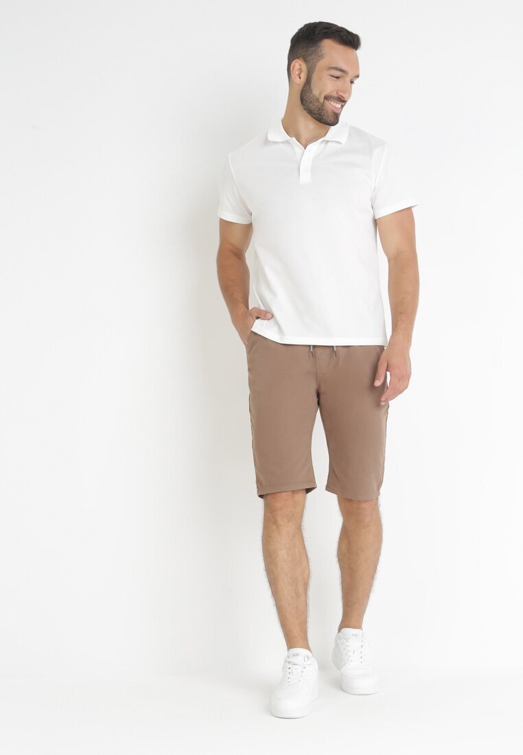  Pantaloni scurți maro cu elastic în talie și manșete rulate Feven