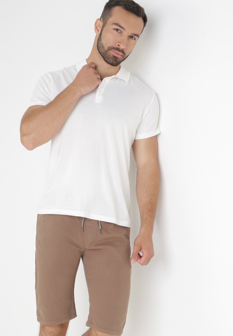 Pantaloni scurți maro cu elastic în talie și manșete rulate Feven