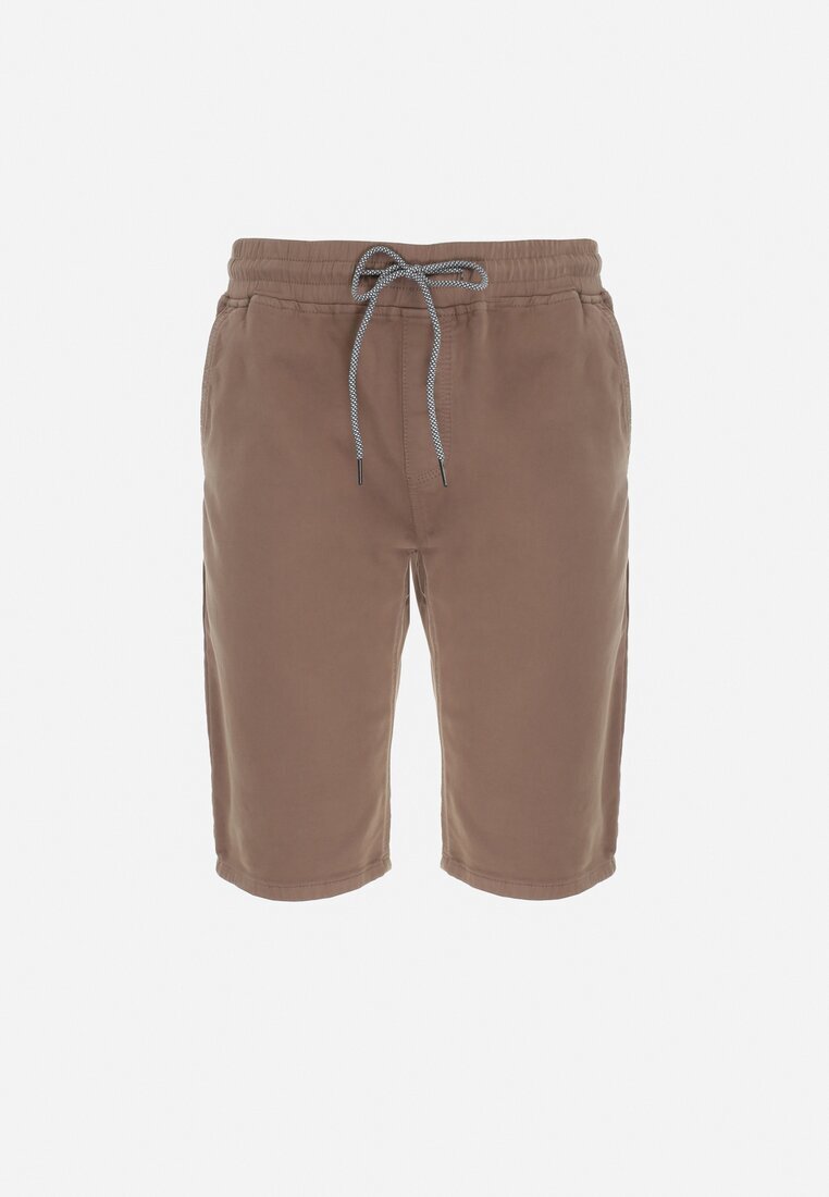  Pantaloni scurți maro cu elastic în talie și manșete rulate Feven