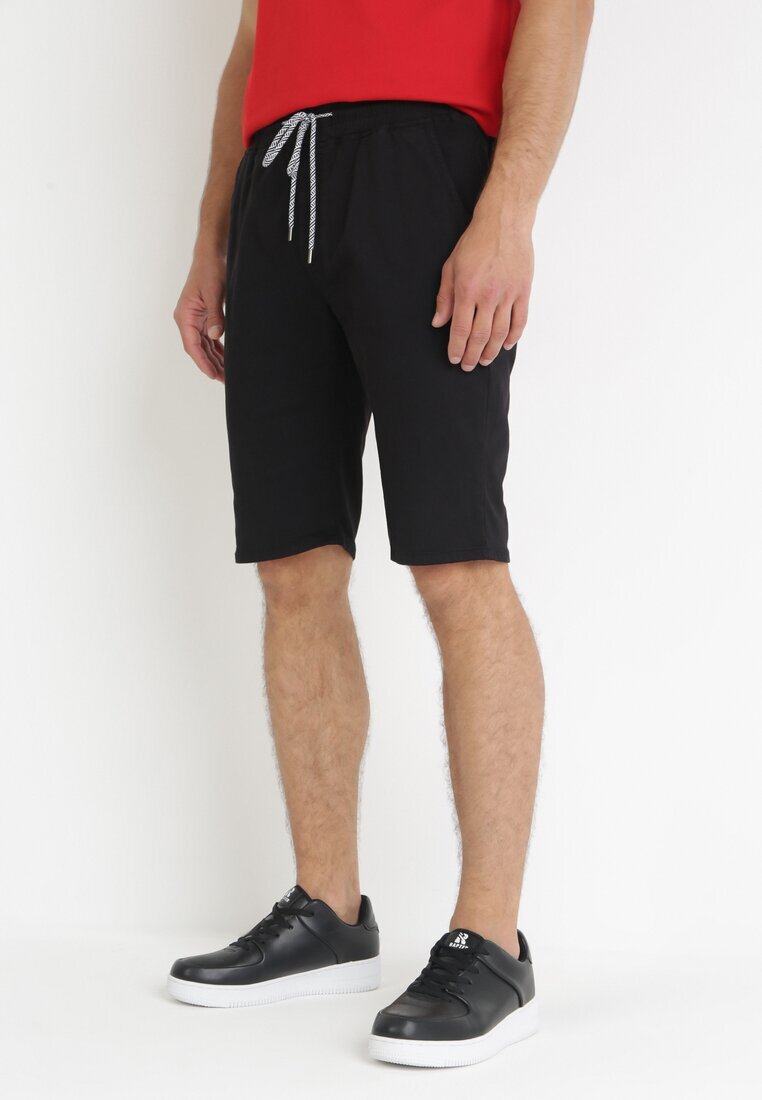  Pantaloni scurți Negri Casual cu șiret și elastic în talie Nasine