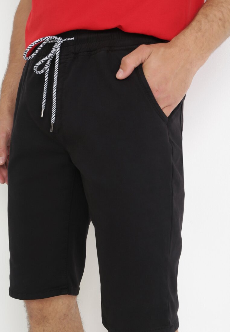  Pantaloni scurți Negri Casual cu șiret și elastic în talie Nasine