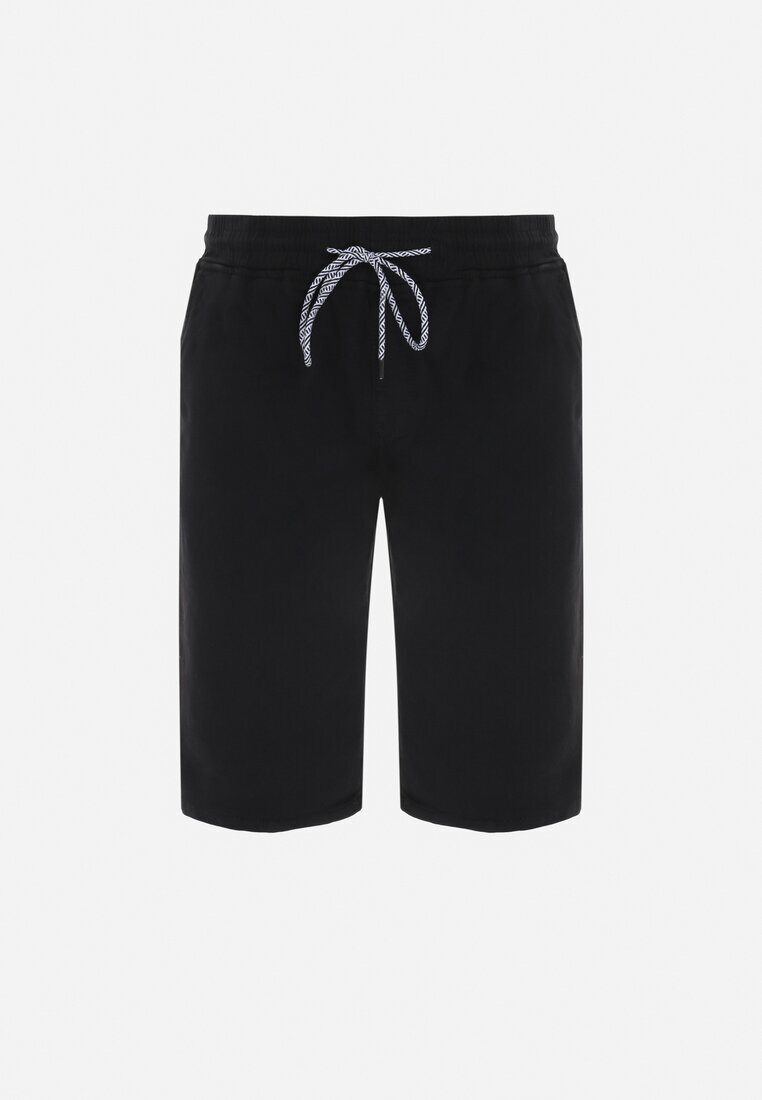  Pantaloni scurți Negri Casual cu șiret și elastic în talie Nasine