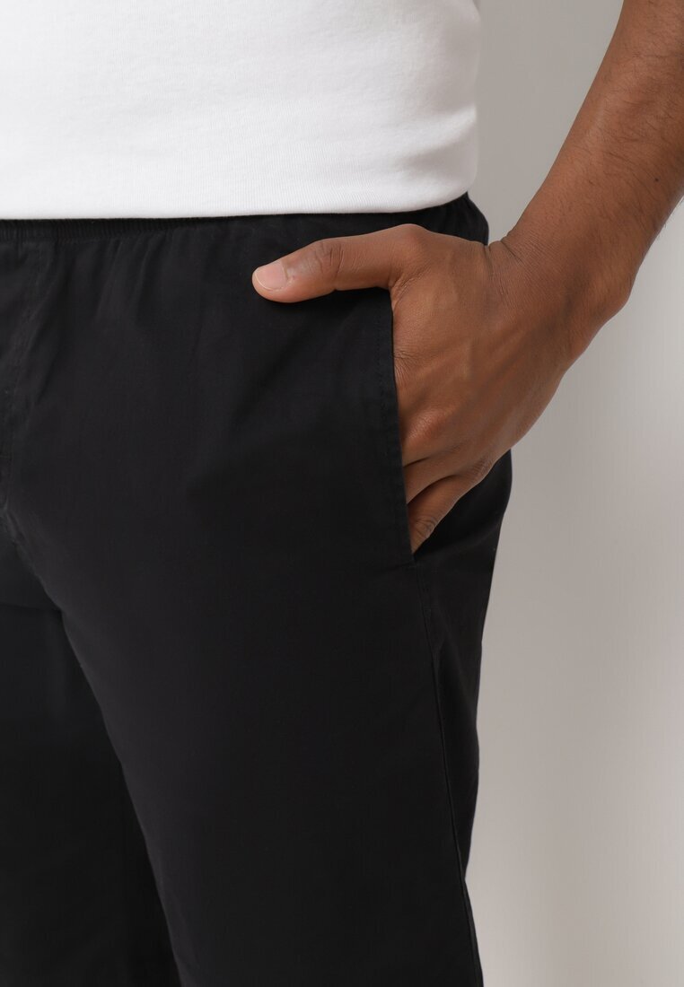  Pantaloni scurți Negri Clasici cu elastic în talie cu șnur pe interior Piofina