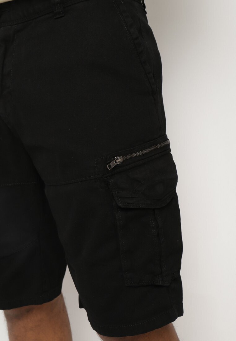  Pantaloni scurți negri clasici de bumbac cu talie înaltă Ivoolia