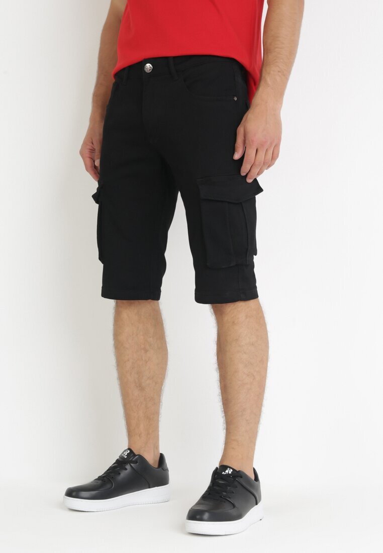  Pantaloni scurți Negri cu Buzunare Largi Cargo Aendlia