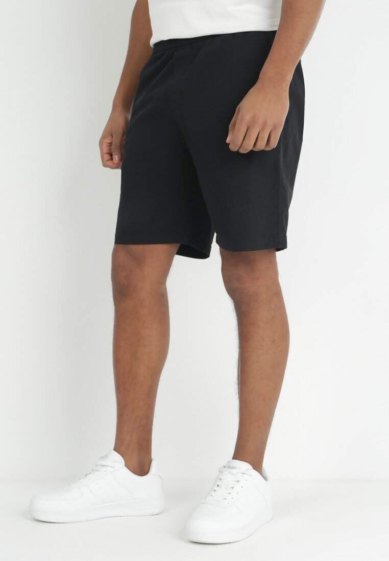  Pantaloni scurți negri cu talie reglabilă și elastic în talie Dolola