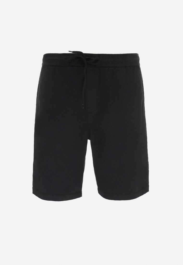  Pantaloni scurți negri cu talie reglabilă și elastic în talie Dolola