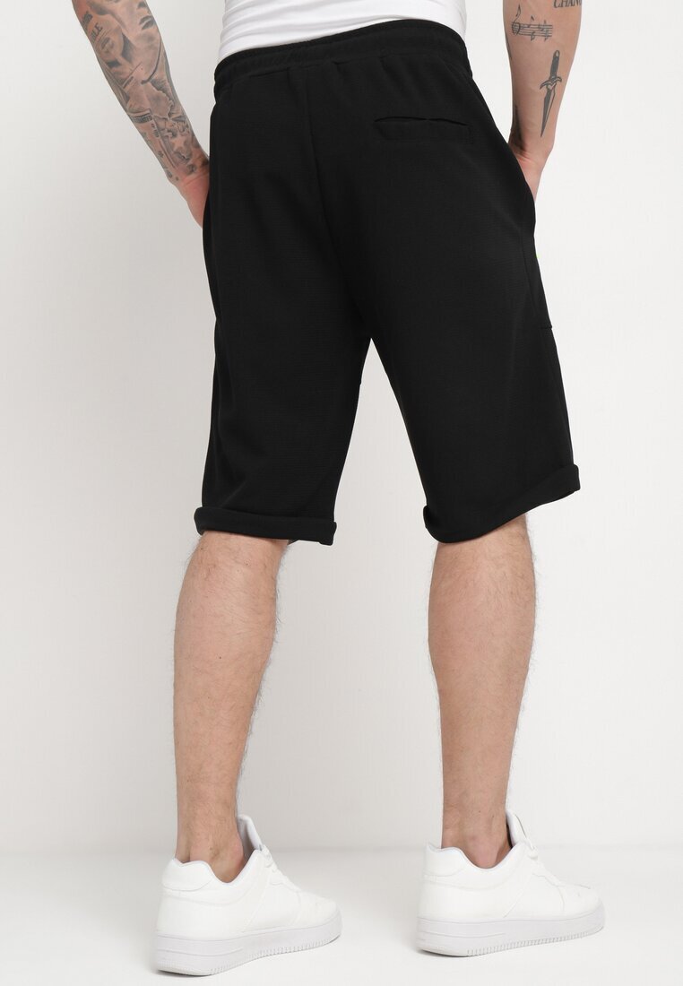  Pantaloni scurți Negri de Trening Până la Genunchi cu Buzunare cu Fermoare Isadorela