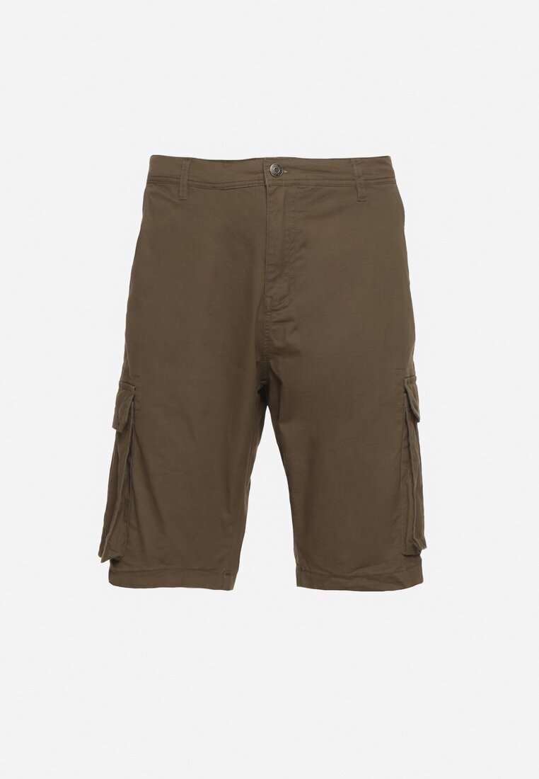  Pantaloni scurți Verde închis din bumbac Cargo cu buzunare laterale Vikiitae