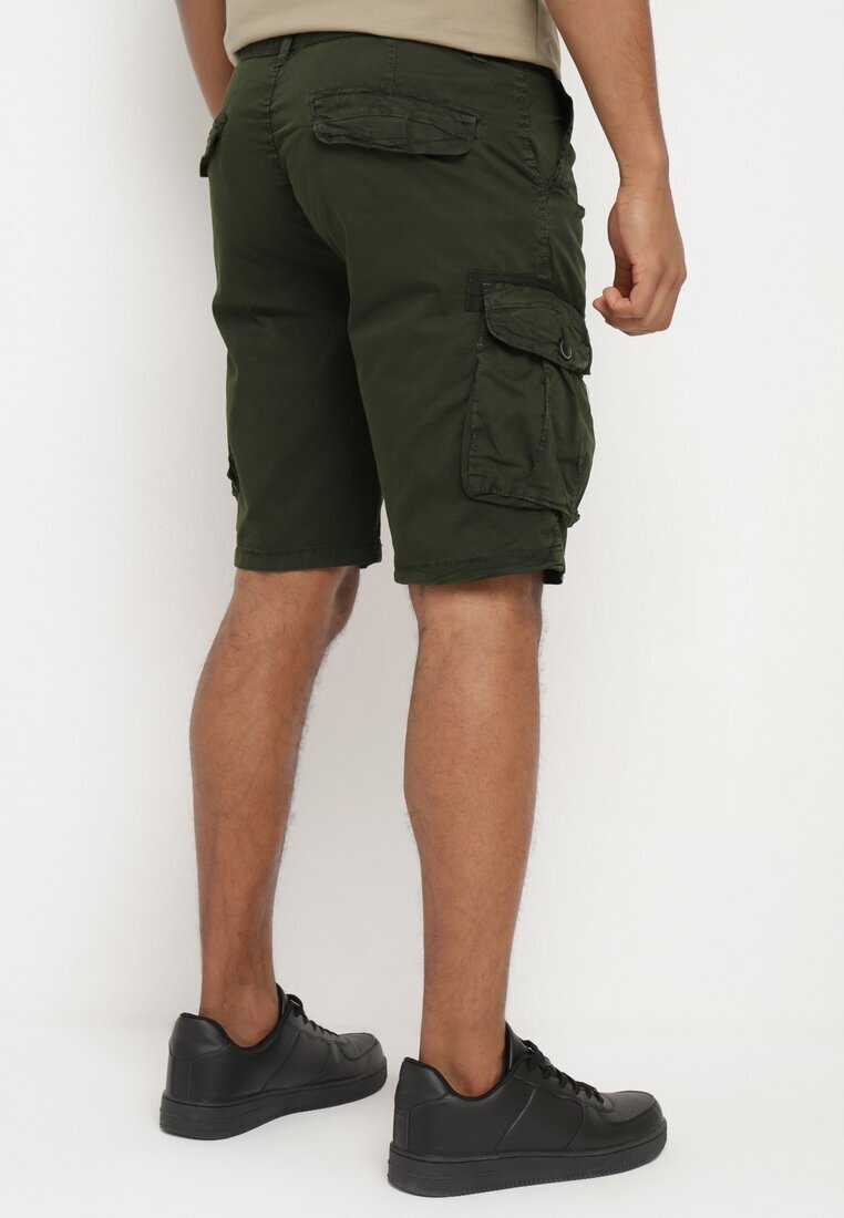  Pantaloni scurți Verzi din bumbac Stil cargo cu clape la buzunare Quoolia