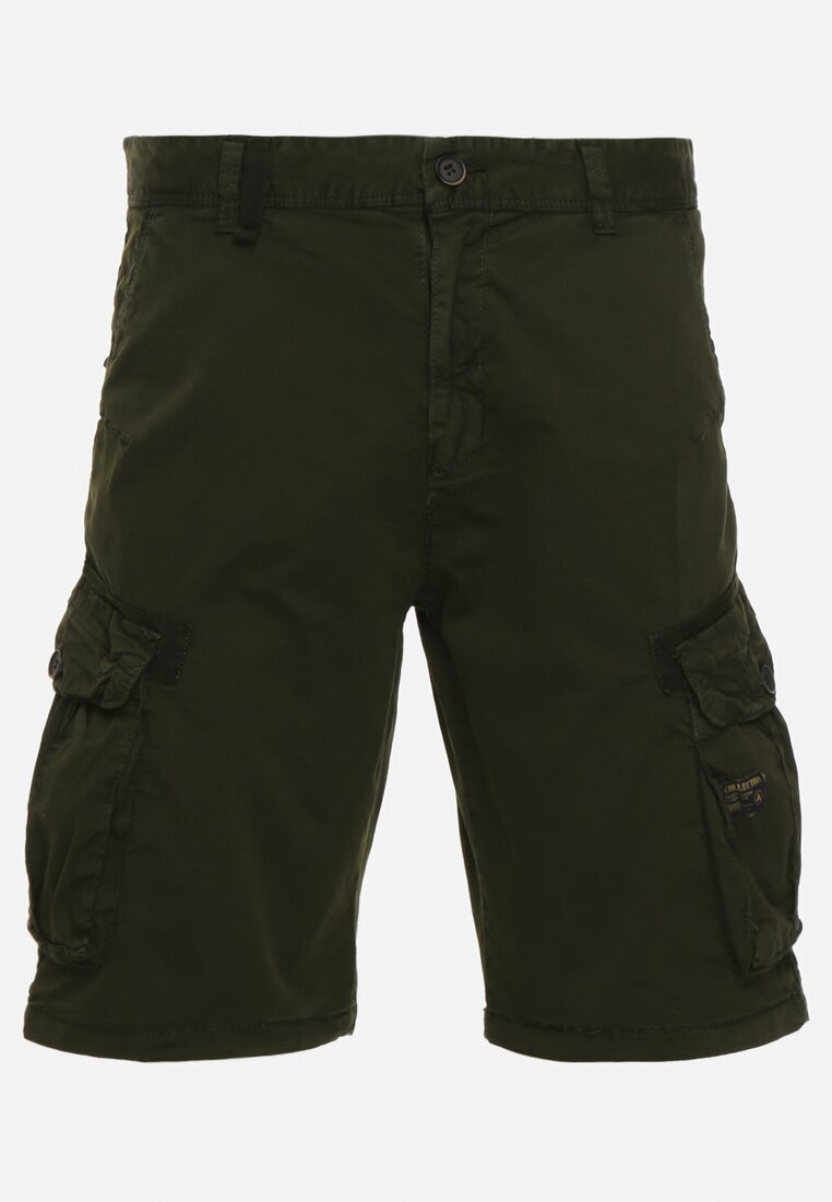  Pantaloni scurți Verzi din bumbac Stil cargo cu clape la buzunare Quoolia