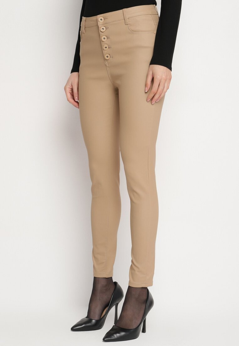  Pantaloni Skinny Bej închis Modelatori din imitație de piele Natividade