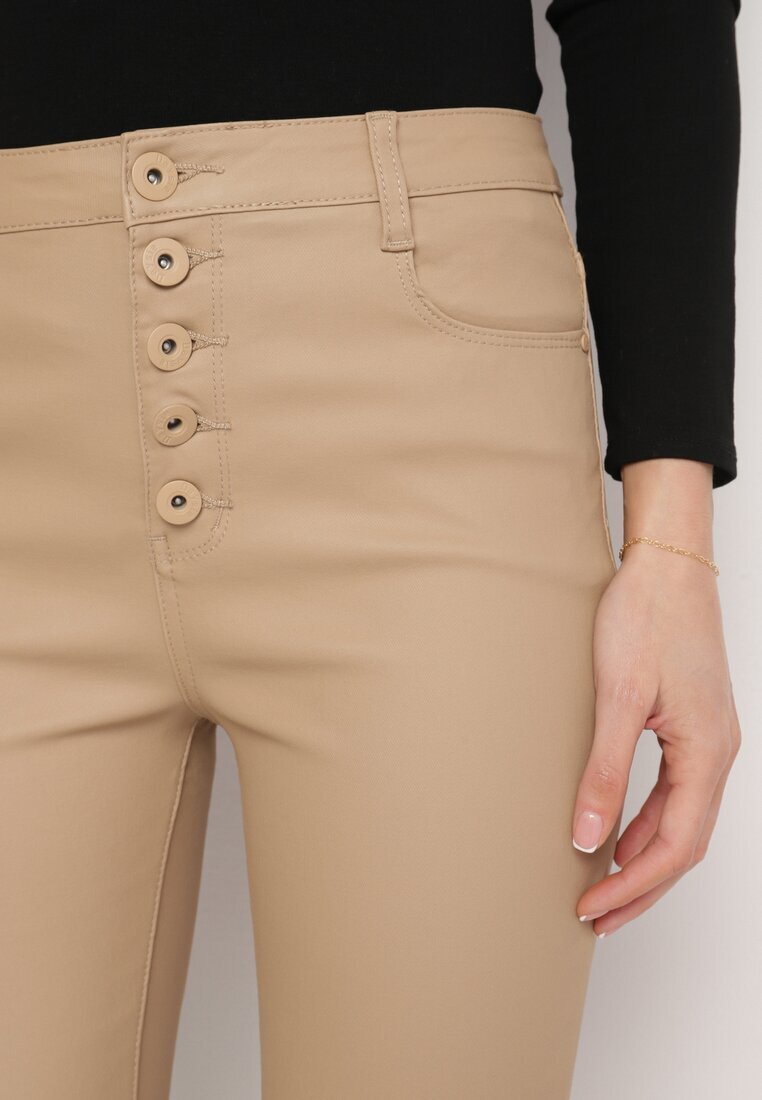  Pantaloni Skinny Bej închis Modelatori din imitație de piele Natividade