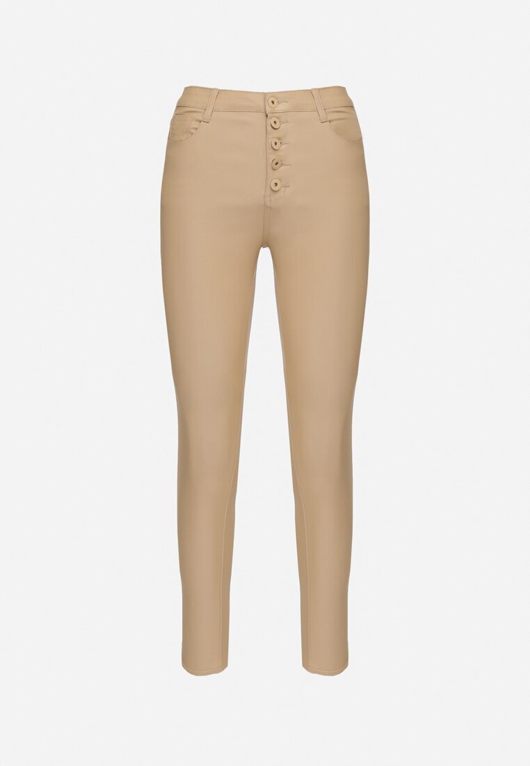 Pantaloni Skinny Bej închis Modelatori din imitație de piele Natividade