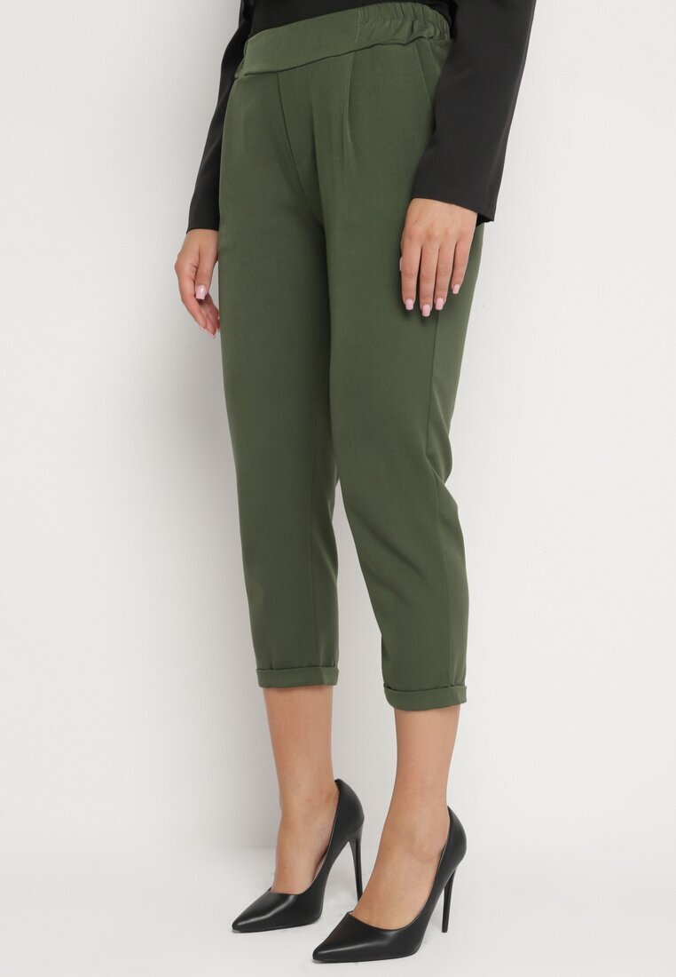  Pantaloni Verzi 3/4 cu Elastic în Talie și Buzunare Saivie