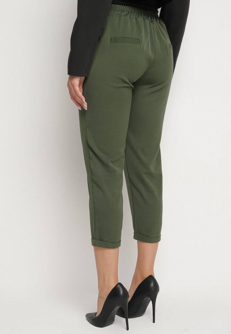  Pantaloni Verzi 3/4 cu Elastic în Talie și Buzunare Saivie