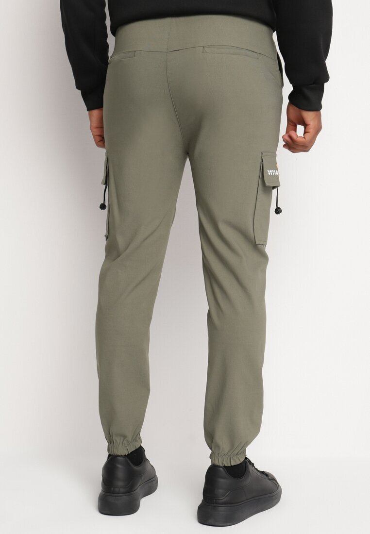  Pantaloni Verzi Cargo din Bumbac Decorați cu Imprimeu și bandă elastică în talie Tarionna