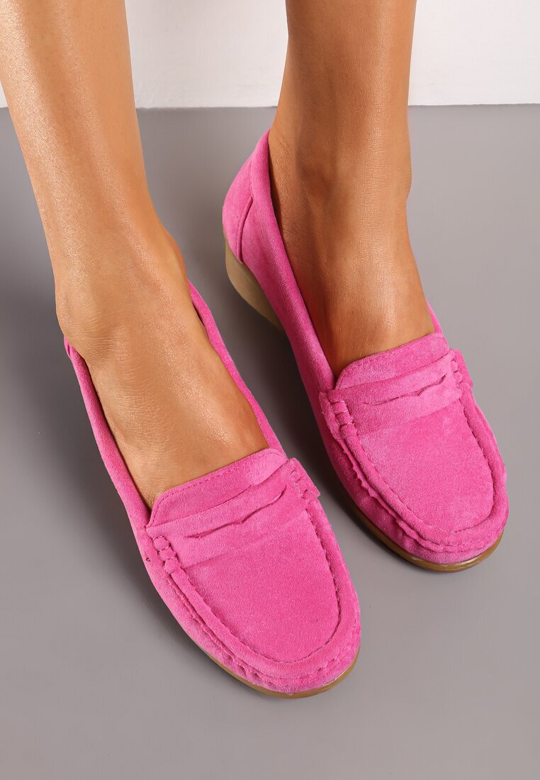  Pantofi Fucsia Mocasini pe Pană Rosazara