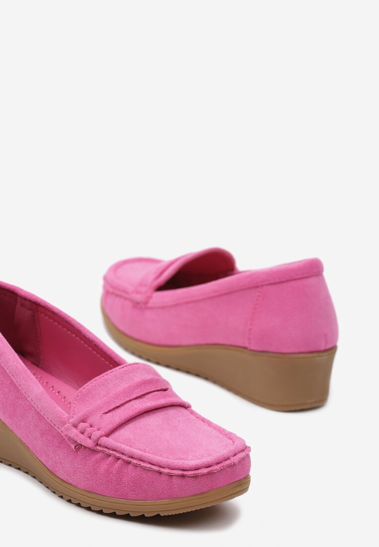  Pantofi Fucsia Mocasini pe Pană Rosazara
