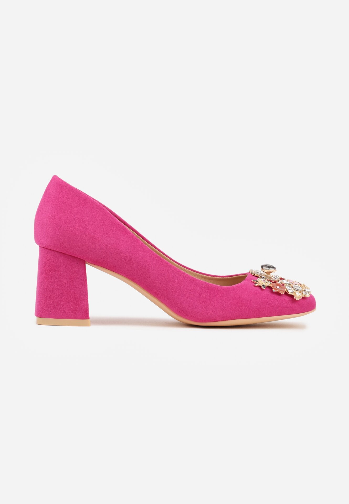  Pantofi Fucsia Vices cu toc cu Branț din Piele cu Zirconii Fonarieth