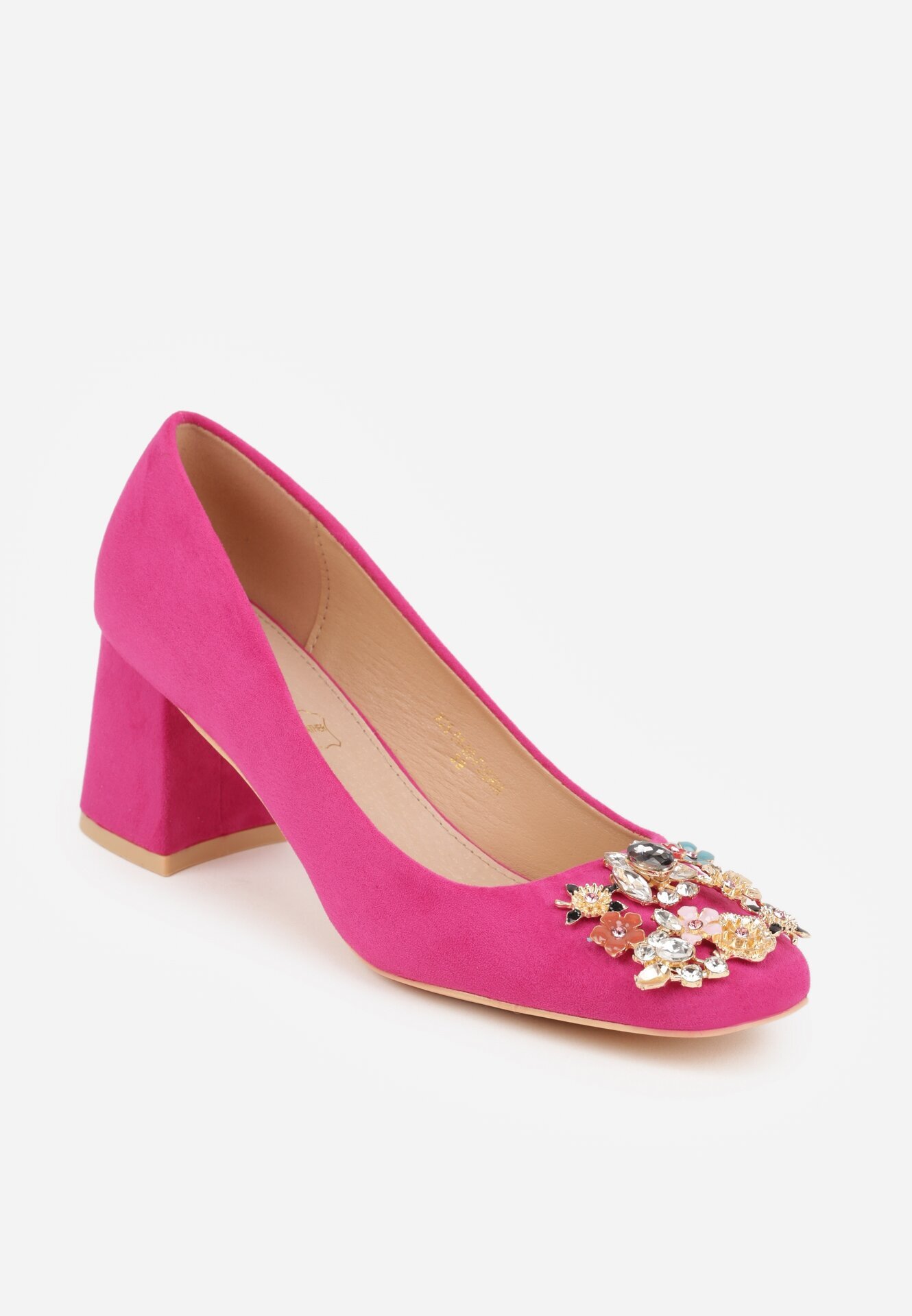 Pantofi Fucsia Vices cu toc cu Branț din Piele cu Zirconii Fonarieth