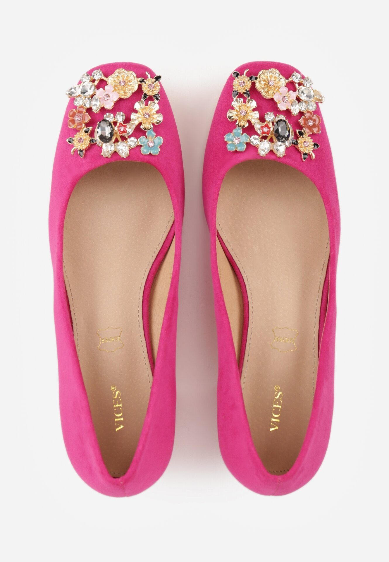  Pantofi Fucsia Vices cu toc cu Branț din Piele cu Zirconii Fonarieth