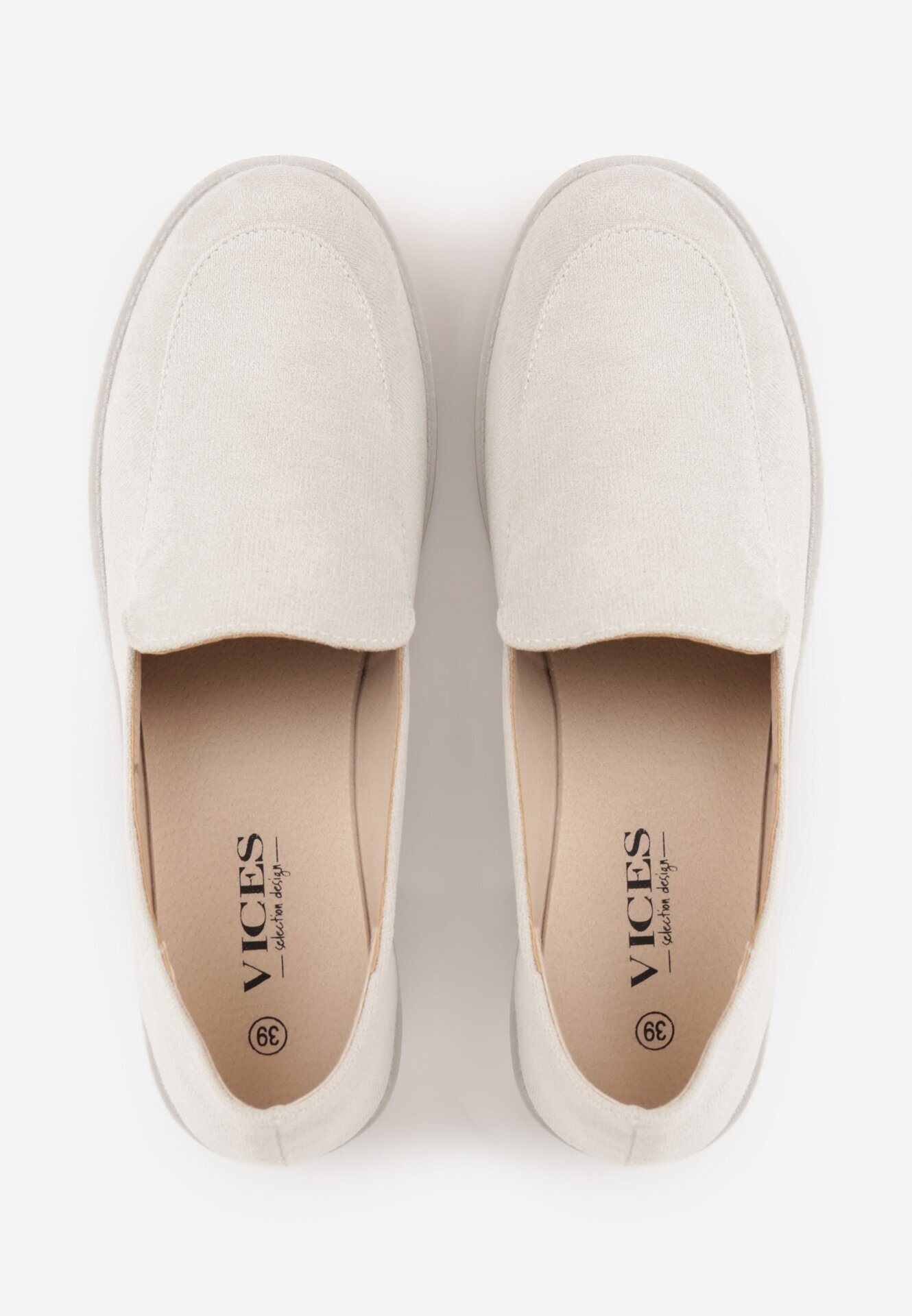  Pantofi gri deschis cu toc gros și platformă joasă stil mocasin Molana