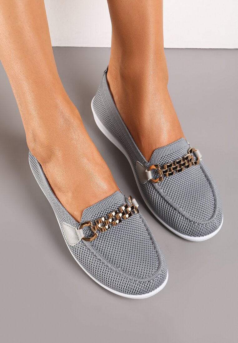  Pantofi josi gri cu față elastică și cataramă elegantă Naelle