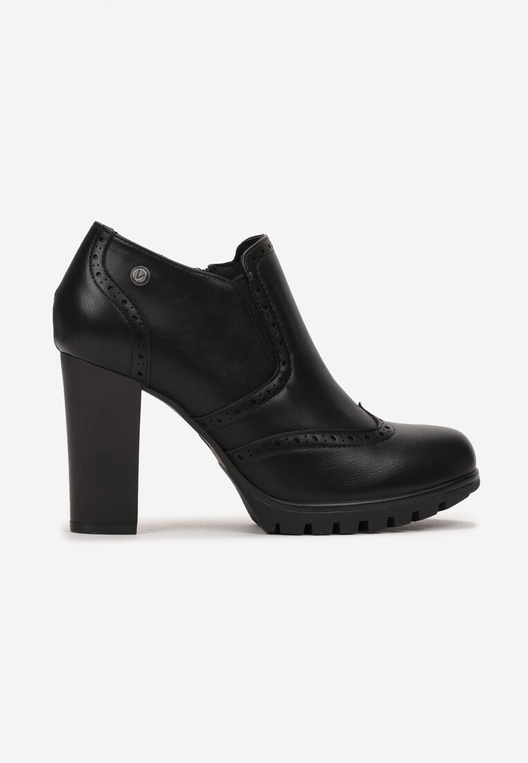  Pantofi Negre cu toc bloc cu fermoar Raftera