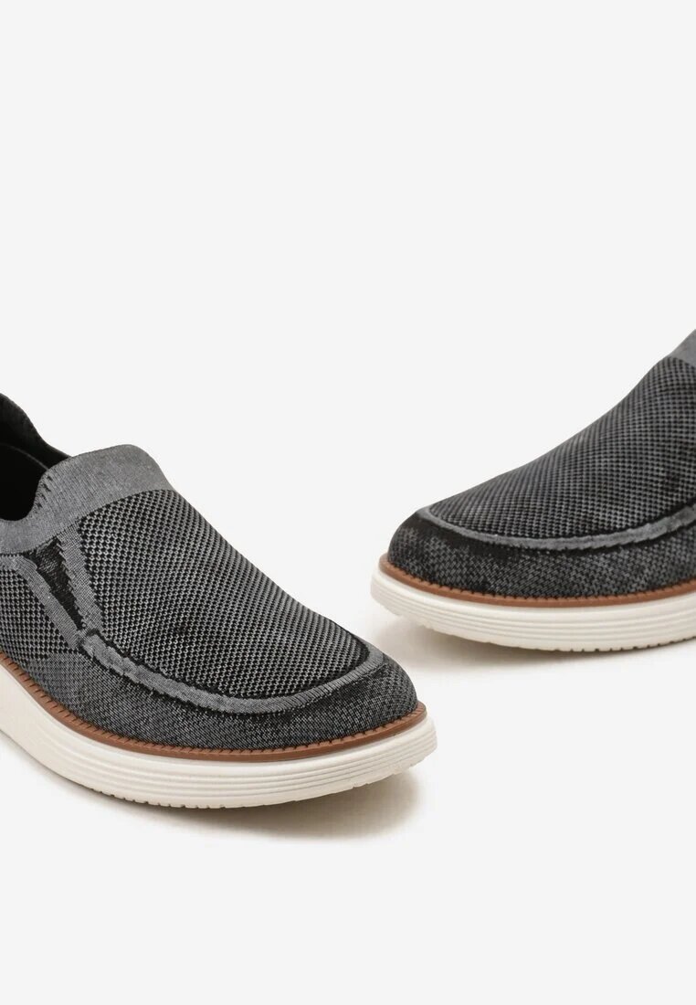  Pantofi Negri cu Parte Superioară Elastică în Stil Mocasin Draciana