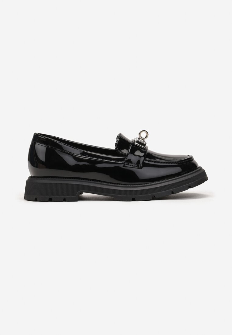  Pantofi negri Mocasini cu Cataramă Decorativă Kahtarii