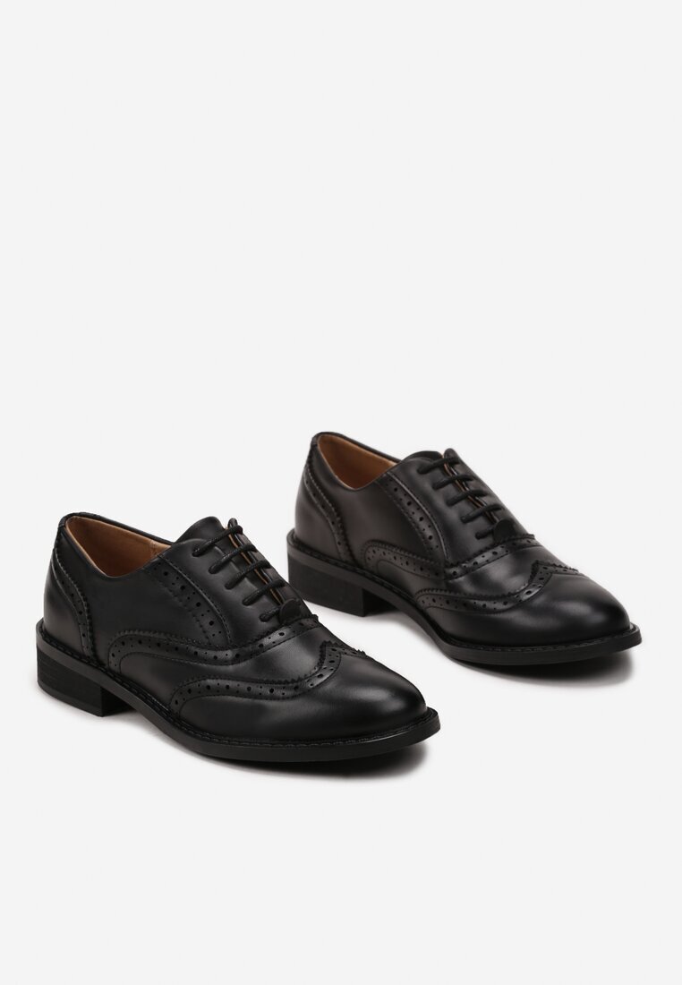  Pantofi Oxford Negri cu Cusături Larsatia