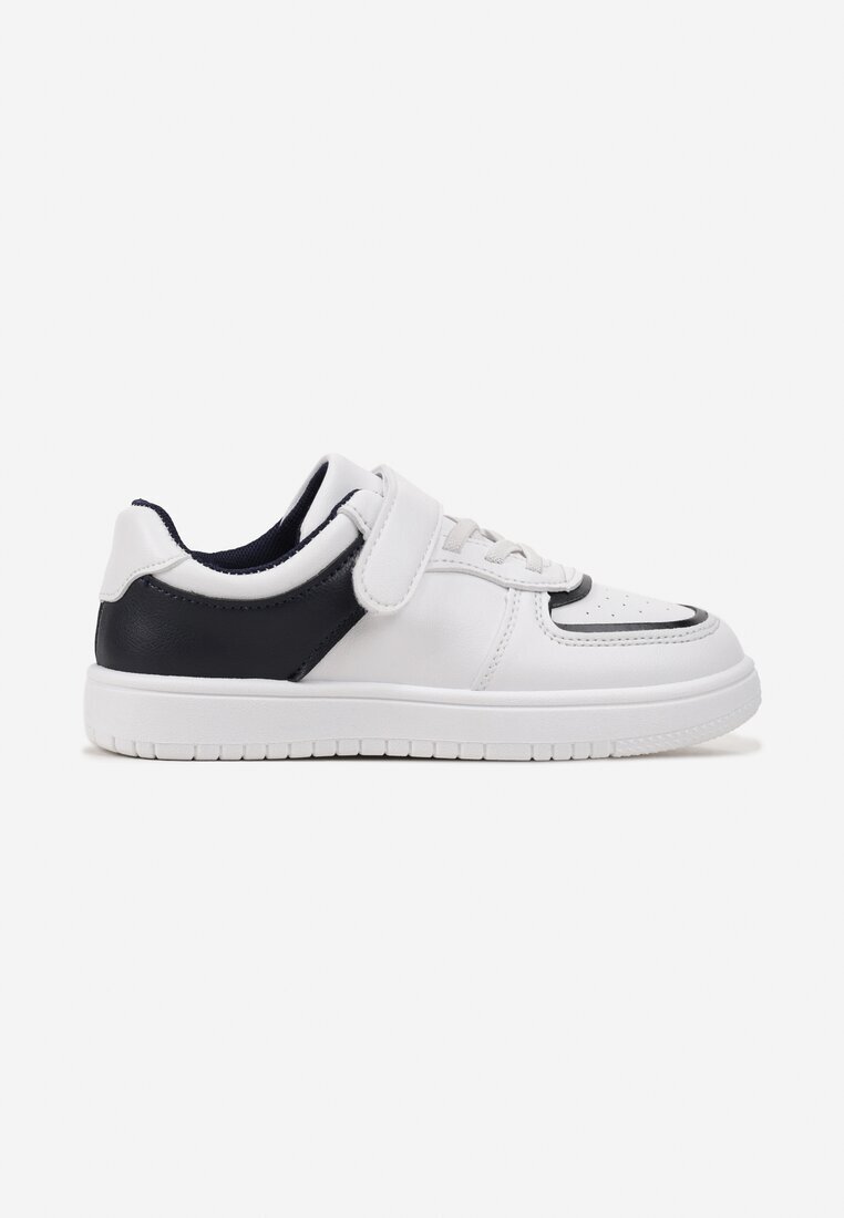  Pantofi Sport Alb-Bleumarin cu Branț din Piele și Inserție Decorativă la Spate Ivelra
