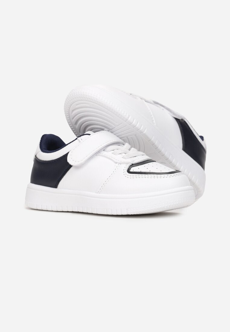  Pantofi Sport Alb-Bleumarin cu Branț din Piele și Scai Nelea
