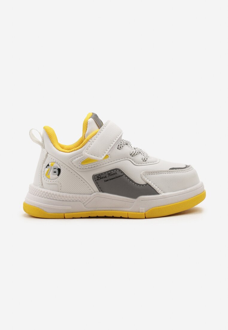  Pantofi Sport Alb-Galbeni Plati Sneakers Închiși cu Scai cu Șireturi Decorative Biota