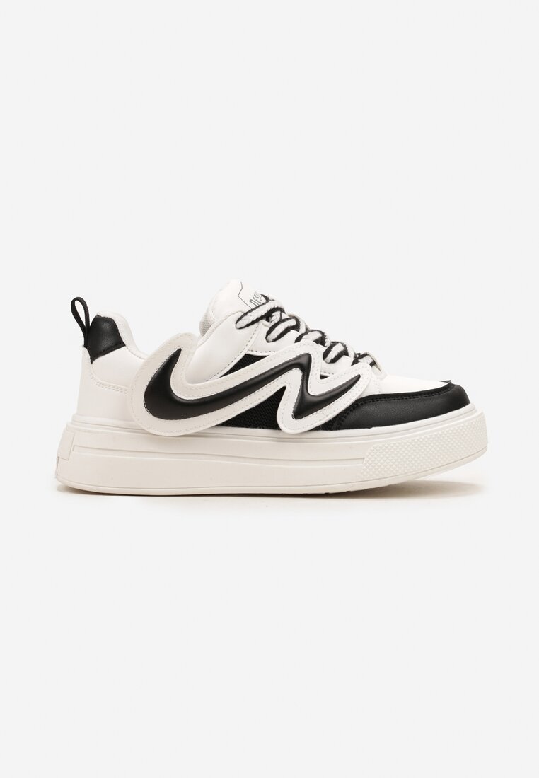  Pantofi sport Alb-Negru cu Branț din Piele și Aplicație Decorativă Marni