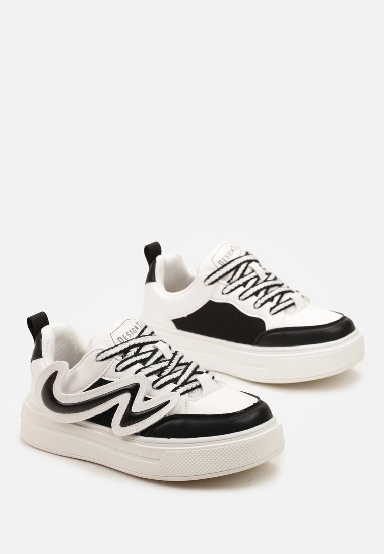  Pantofi sport Alb-Negru cu Branț din Piele și Aplicație Decorativă Marni
