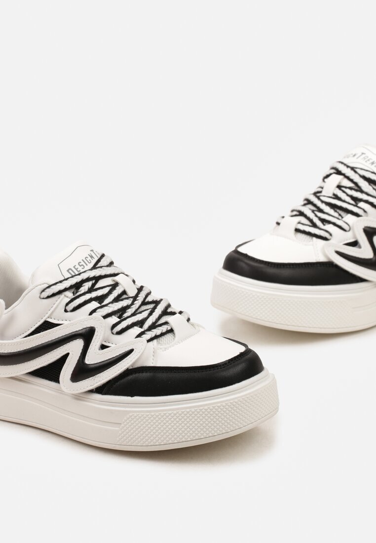 Pantofi sport Alb-Negru cu Branț din Piele și Aplicație Decorativă Marni