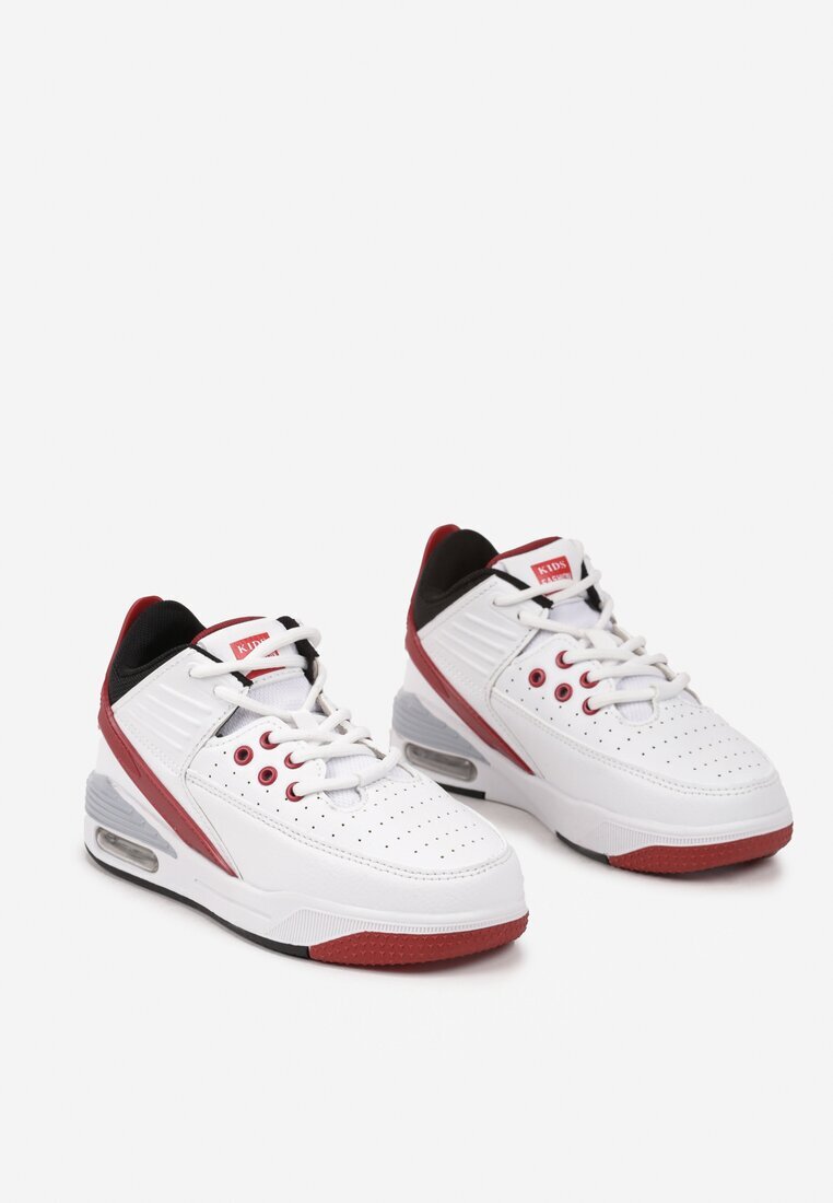  Pantofi Sport Alb-Roșu Plati Sneakers peste gleznă cu Perforații și Ștanțare Neritha